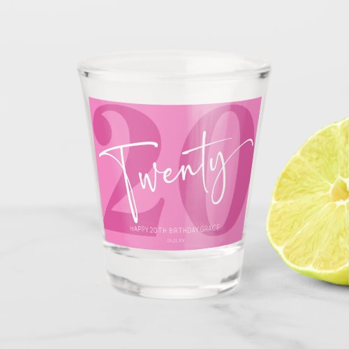 Pink Twenty 20th Twentieth Birthday Party Gift Shot Glass