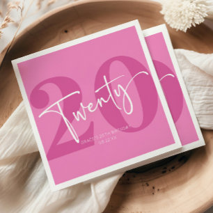 Pink Twenty 20th Twentieth Birthday Party Napkins