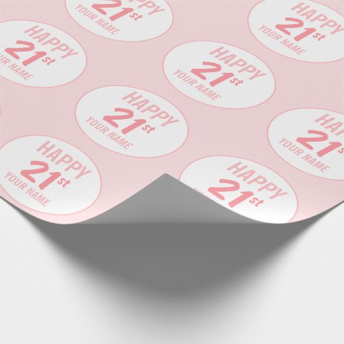 Pink Twenty_First Birthday Water Bottle Label Wrapping Paper