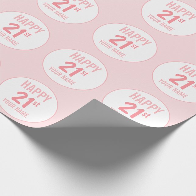 Pink Twenty-First Birthday Water Bottle Label Wrapping Paper (Corner)