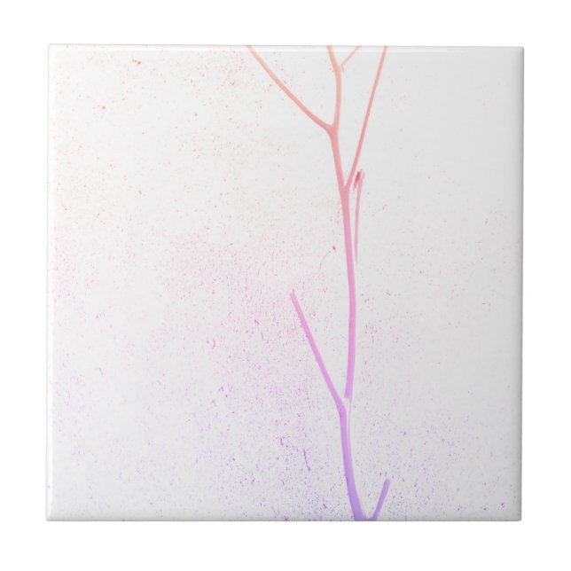 Pink Twig White Concrete Texture Ceramic Tile (Front)