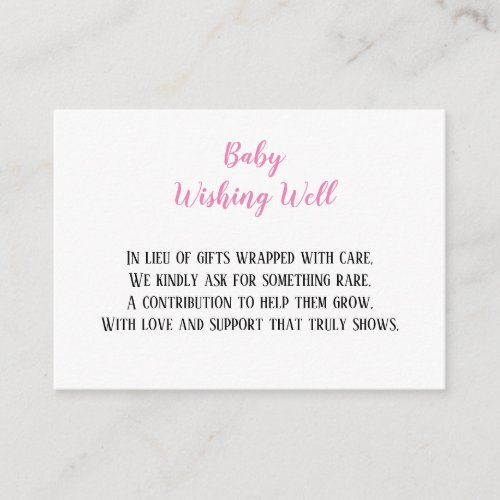 Pink Twin Baby Girls Wishing Well Baby Shower  Enclosure Card