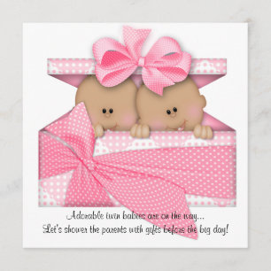 Pink TWIN Baby Shower Invitation African American