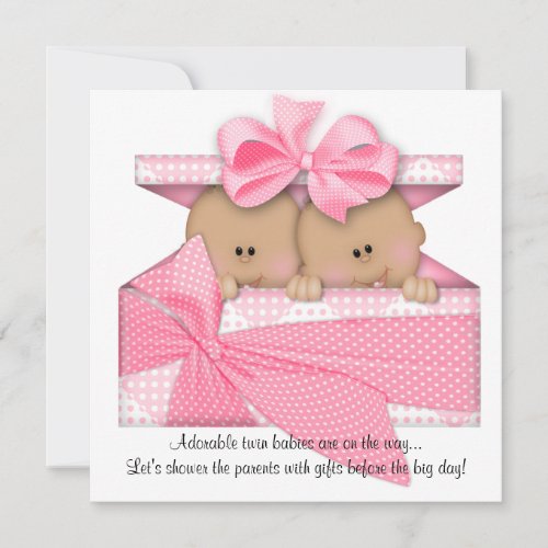 Pink TWIN Baby Shower Invitation African American