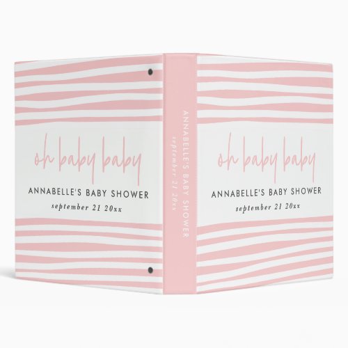 pink twin baby shower typography modern party 3 ring binder