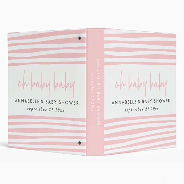 pink twin baby shower typography modern party 3 ring binder (Background)