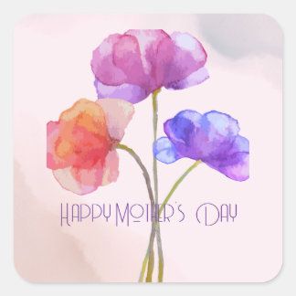 Pink Twin Mom Flowers for Mother's Day Square Sticker