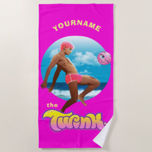 Pink Twink - LGBTQ+ Gay Pride Personalized Beach Towel