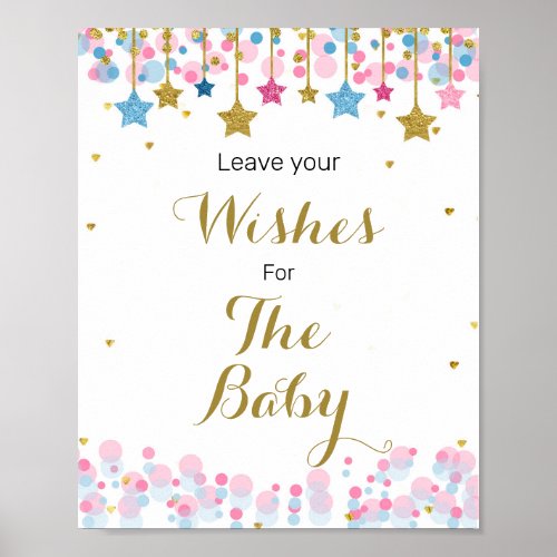 Pink Twinkle Baby Shower Wishes for Baby Sign