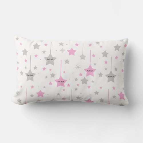 Pink Twinkle Little Sleepy Eyes Star Baby Girl Lumbar Pillow