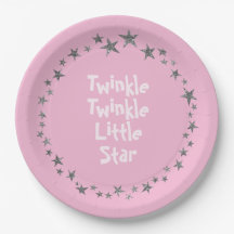 Pink Twinkle Little Star Baby Girl Party Plates