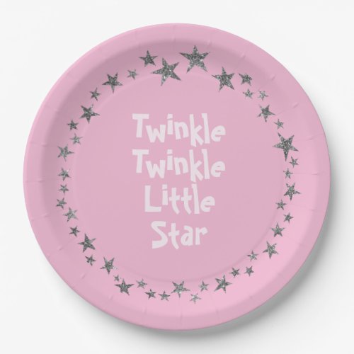 Pink Twinkle Little Star Baby Girl Party Plates