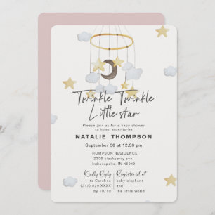 Pink Twinkle Little Star Baby Shower Invitation