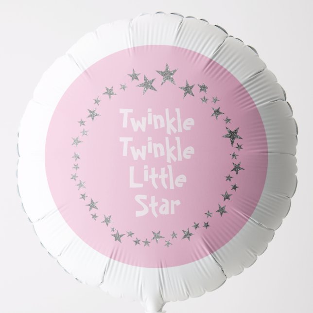 Pink Twinkle Little Star Girl's Birthday Balloon (Front)