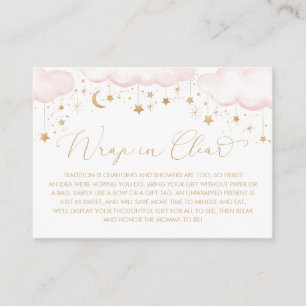Pink Twinkle Star Baby Display Shower Wrap Clear Enclosure Card