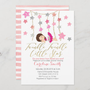 Pink Twinkle Stars Girl Baby Shower invitation