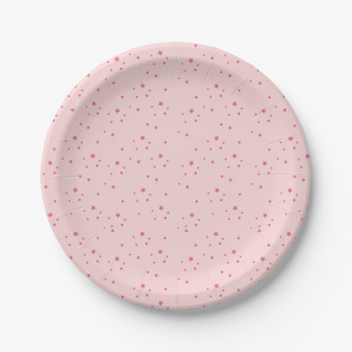 Pink twinkling stars kids birthday paper plates