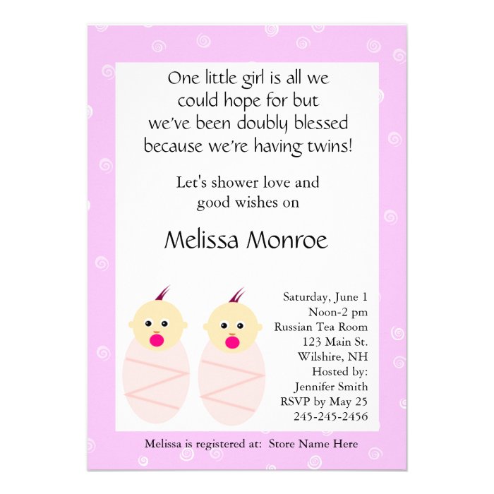 Pink Twins Baby Shower Invitation