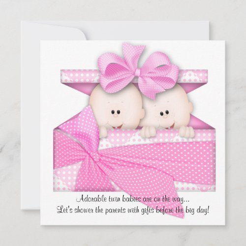 Pink TWINS Baby Shower Invitation or Announcement
