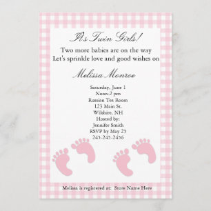 Pink Twins Sprinkle Shower Invitation