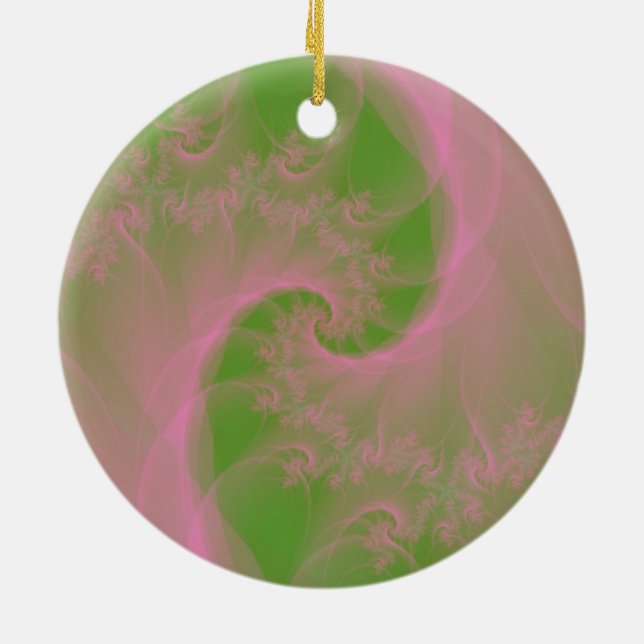 Pink Twist on Green Ornament (Back)