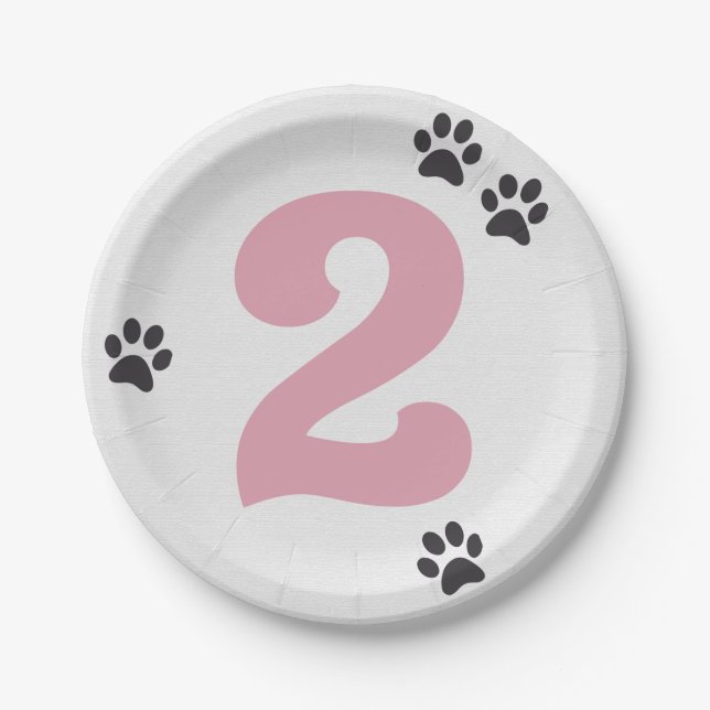 Pink Two Let the Dogs Out Party Plate (Front)