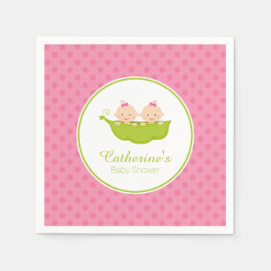 Pink Two Peas in Pod Baby Shower Paper Napkin
