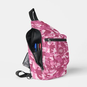 Pink Two Tone Camo Monogram Sling Bag by Westerngirl2 at Zazzle