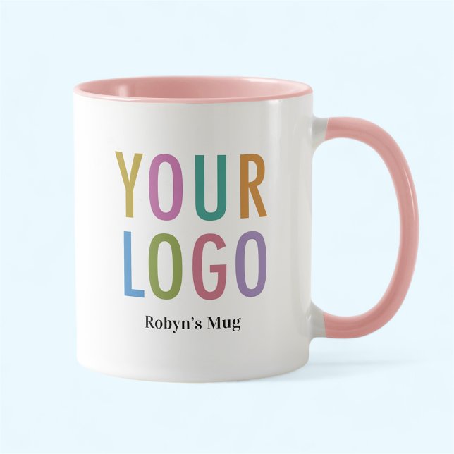 Pink Two Tone Employee Mug Custom Business Logo (MISOOK 11 oz Pink Inside Mug with Logo)
