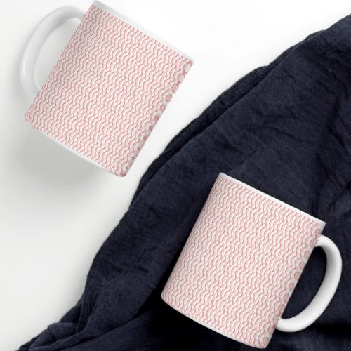 Pink Two Tone Wavy Lines Pattern Coffee Mug