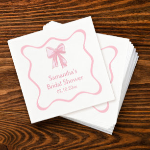 Pink Tying the knot Bridal Shower Bow Napkins
