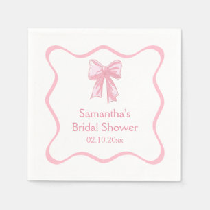 Pink Tying the knot Bridal Shower Bow Napkins