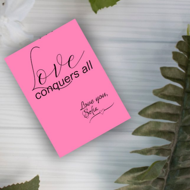 Pink typogaphy love name wishes Flat Holiday Card (Creator Uploaded)