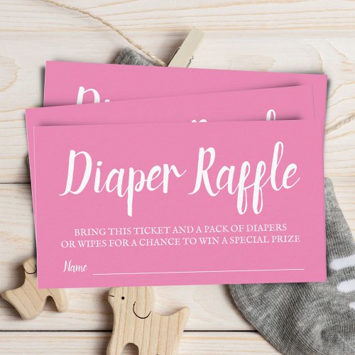 Pink Typography Diaper Raffle Enclosure Card