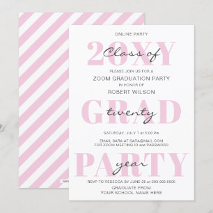 Pink Typography Modern Online Graduation Party Invitation