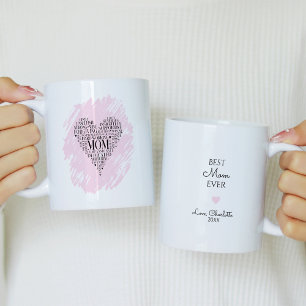 Pink Typography Mom Heart Coffee Mug