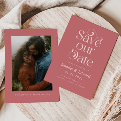 Pink Typography Wedding  Save The Date