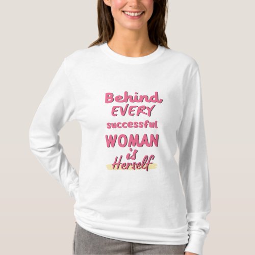 Pink Typography Womens Day Motivational Quote  T_Shirt