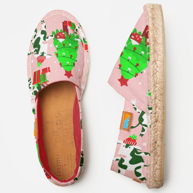 pink ugly christmas tree cow espadrilles (Side)