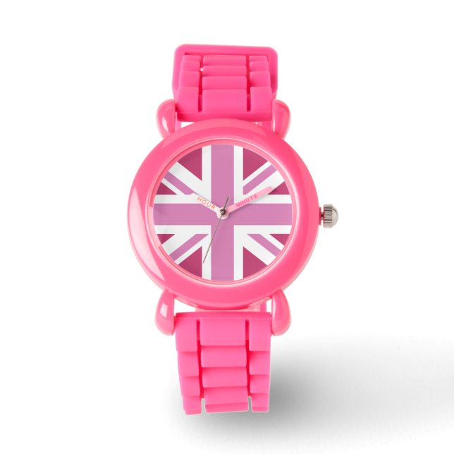 pink uk flag,union jack,the union flag watch (Front)