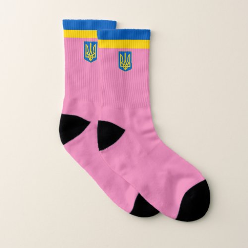 Pink Ukraine fashion Socks Ukrainian flag sport Socks