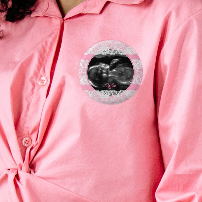 Pink Ultrasound Baby Shower Button (Creator Uploaded)