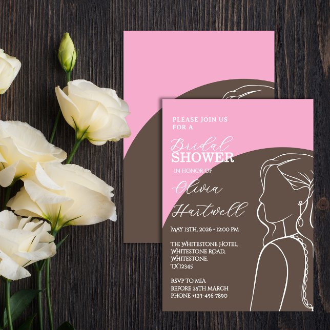 Pink & Umber Bridal Shower Invitation (Creator Uploaded)