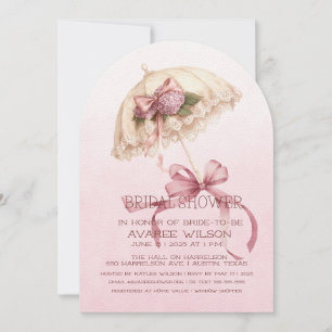 Pink Umbrella and Ribbons Bridal Shower Invitation