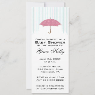 Pink Umbrella Baby Shower Invite