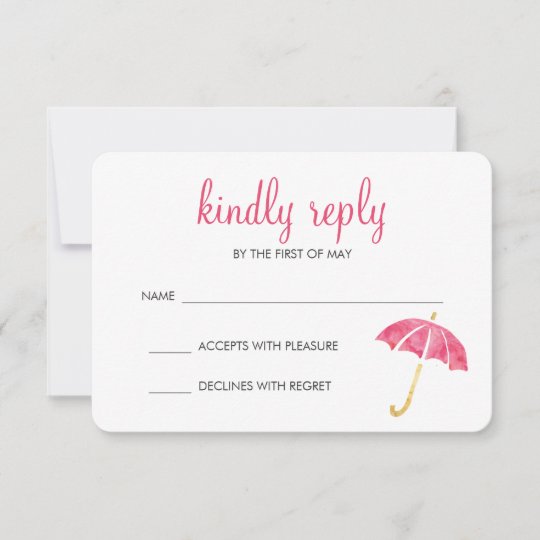 Pink Umbrella Baby Shower Rsvp Response Zazzle Com Pink Umbrella Baby Shower Rsvp Response