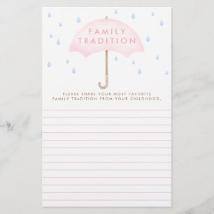 Pink Umbrella Baby Sprinkle Family Tradition Card