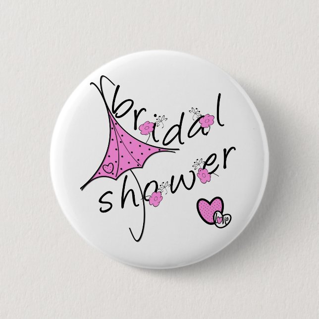 Pink Umbrella Bridal Shower Button (Front)
