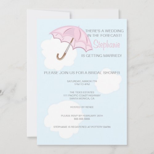 Pink Umbrella Bridal Shower Invitation