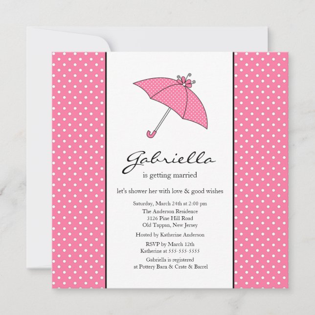 Pink Umbrella Bridal Shower Invitation (Front)
